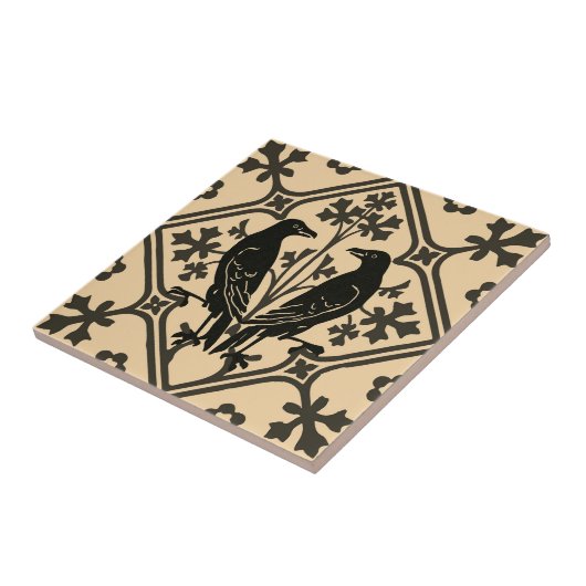 Black Raven Ceramic Tile Tegeltje (Zijkant)