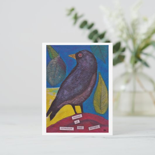 Black Raven Collage Card Briefkaart (Staand voorkant)