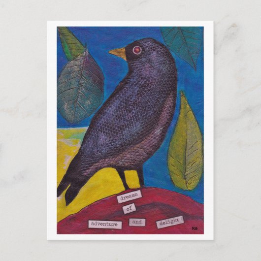Black Raven Collage Card Briefkaart (Voorkant)