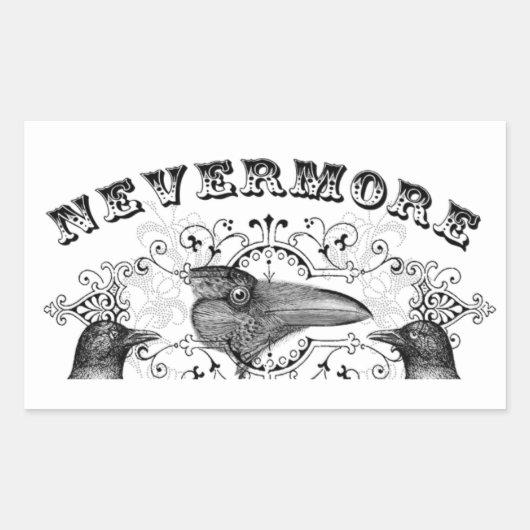 Black Raven Corvid Nooit meer Rechthoekige Sticker (Voorkant)
