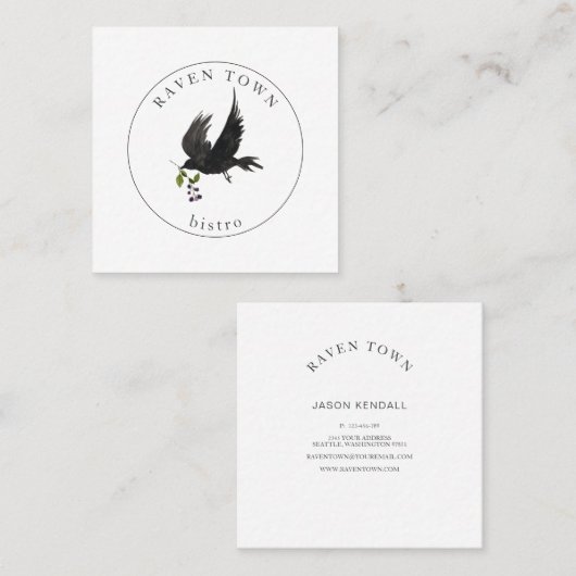 Black Raven Crow Square Visitekaartje (Voorkant / Achterkant)
