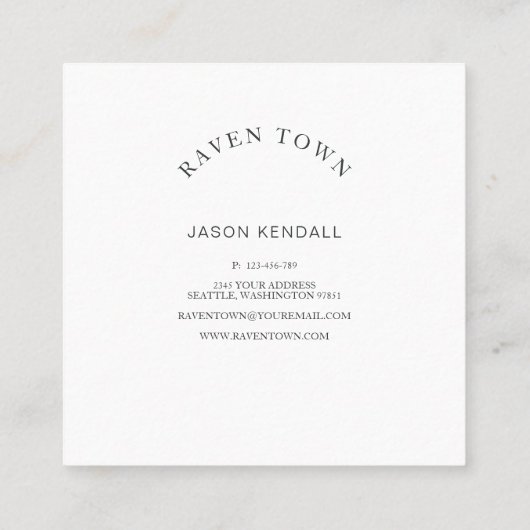 Black Raven Crow Square Visitekaartje (Achterkant)