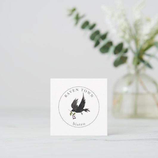 Black Raven Crow Square Visitekaartje (Staand voorkant)