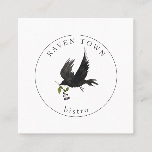 Black Raven Crow Square Visitekaartje (Voorkant)