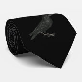 Black Raven Crow | STROPDAS | Zwart op zwart (Opgerold)