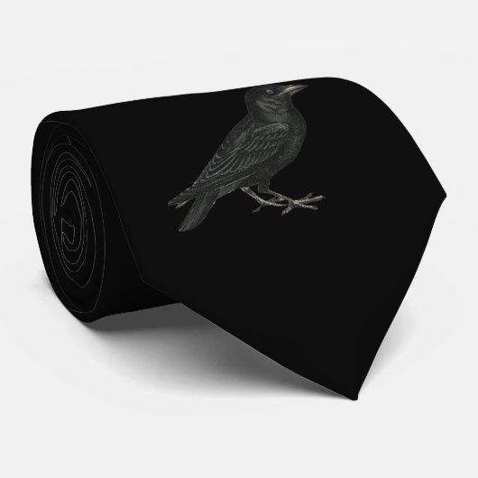 Black Raven Crow | STROPDAS | Zwart op zwart (Opgerold)