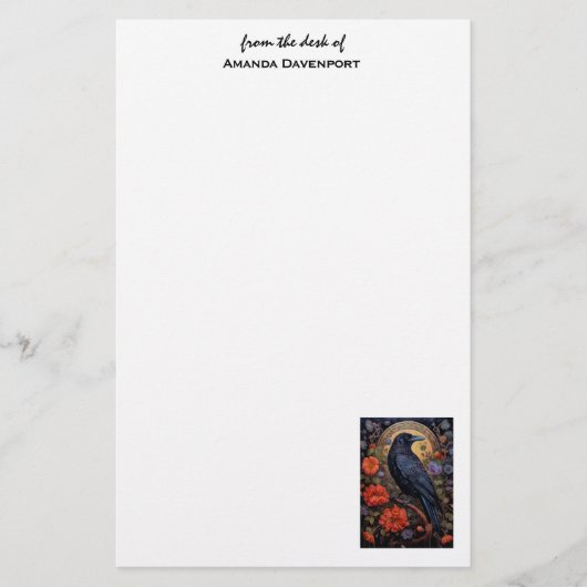Black Raven Dark Gothic Briefpapier (Voorkant)