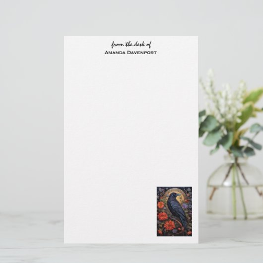 Black Raven Dark Gothic Briefpapier (Staand voorkant)