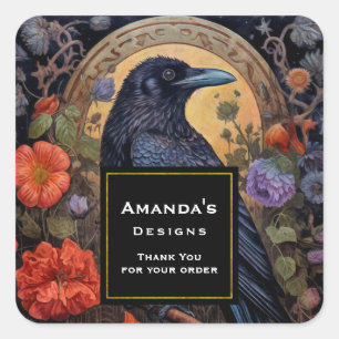 Black Raven Dark Gothic Dank u Business Vierkante Sticker