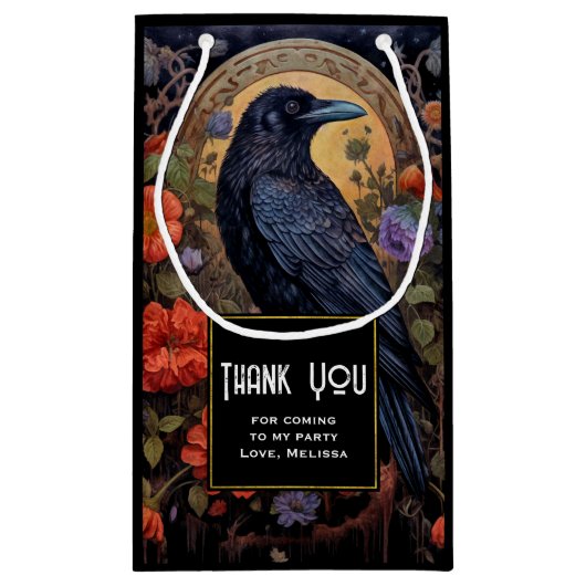 Black Raven Dark Gothic Party Dank u Klein Cadeauzakje (Achterkant)