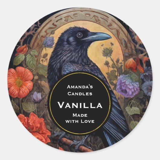 Black Raven Donker Gotische Kaars Craft Ronde Sticker (Voorkant)