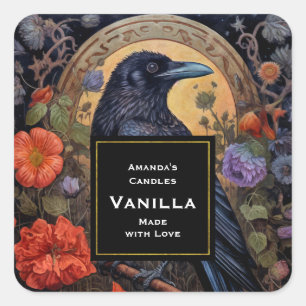 Black Raven Donker Gotische Kaars Craft Vierkante Sticker