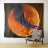 Black Raven en Blood Red Moon Tapestry Wandkleed (In Situ (horizontaal))