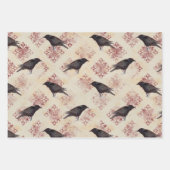 Black Raven en Burgundy Damask Inpakpapier Vel (Voorkant 3)