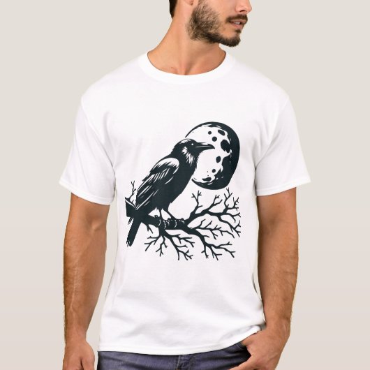 Black Raven en de maan T-shirt (Voorkant)