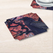 Black Raven en Gnarly Japanse esdoorn boom Kartonnen Onderzetters (Gekanteld)