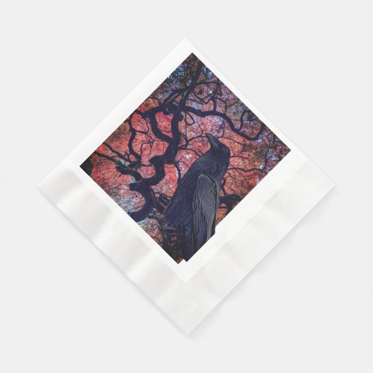 Black Raven en Gnarly Japanse esdoorn boom Servet (Hoek)