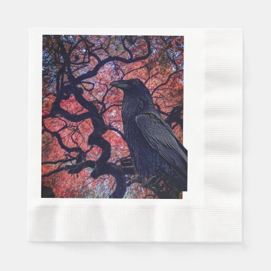 Black Raven en Gnarly Japanse esdoorn boom Servet (Voorkant)