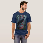 Black Raven en Totem Pole Wildlife Art T-shirt (Voorkant volledig)