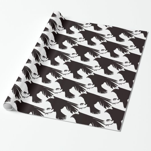 Black Raven Flying Thunder_Cove Cadeaupapier (Uitgerold)