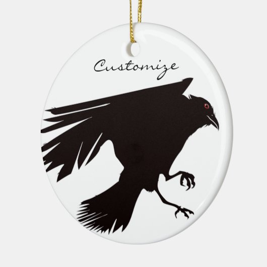 Black Raven Flying Thunder_Cove Keramisch Ornament (Links)