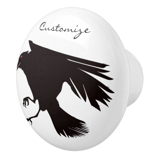 Black Raven Flying Thunder_Cove Keramische Knop (Rechts)