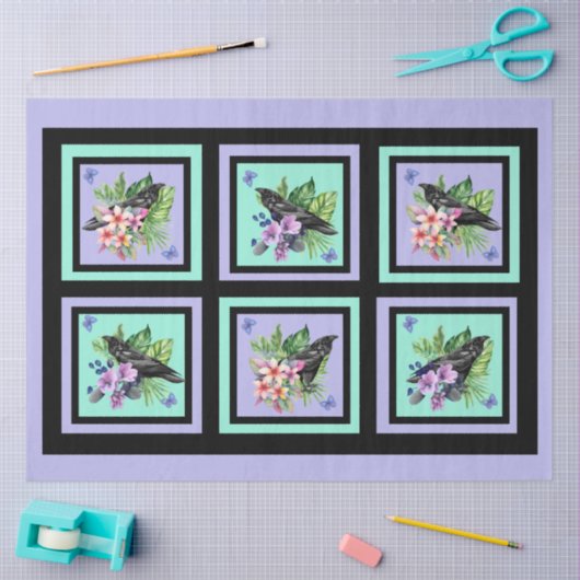 Black Raven gemengde Waterverf bloemen Tissuepapier (Craft)