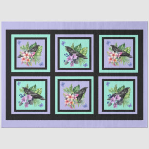 Black Raven gemengde Waterverf bloemen Tissuepapier