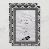 Black Raven Gothic Lijst bruiloft uitnodiging (Voorkant / Achterkant)