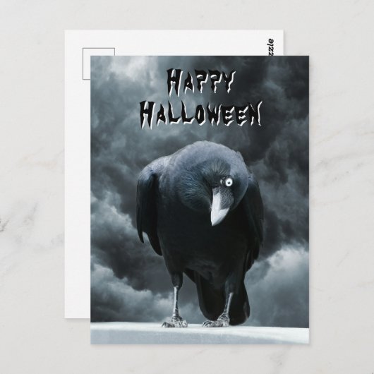 Black Raven Halloween Briefkaart (Voorkant / Achterkant)