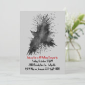 Black Raven Halloween Feestuitnodiging Kaart (Staand voorkant)