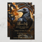 Black Raven Halloween Feestuitnodiging Kaart (Voorkant / Achterkant)