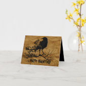 Black Raven Halloween Kaart (Gele Bloem)