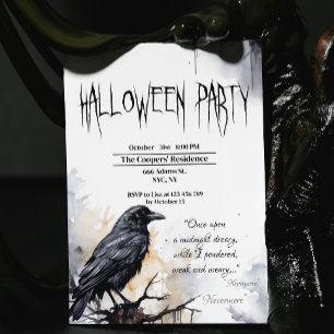 Black Raven Halloween Party Kaart