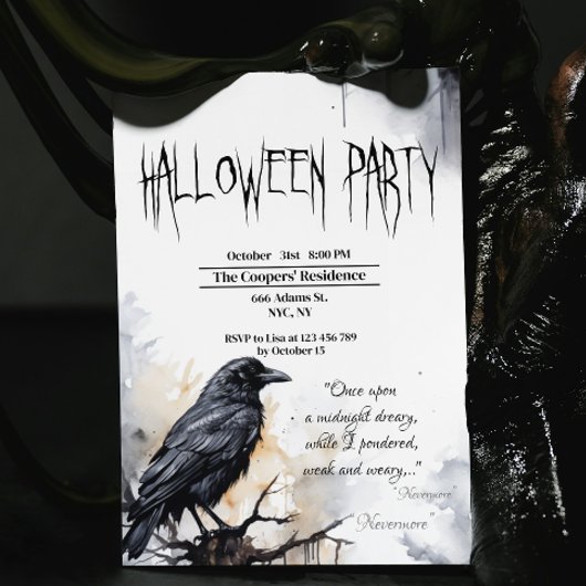 Black Raven Halloween Party Kaart