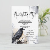 Black Raven Halloween Party Kaart (Staand voorkant)