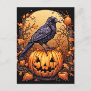 Black Raven Happy Halloween Briefkaart
