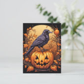Black Raven Happy Halloween Briefkaart (Staand voorkant)
