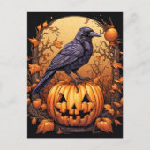 Black Raven Happy Halloween Briefkaart (Voorkant)