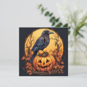 Black Raven Happy Halloween Kaart (Staand voorkant)