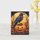 Black Raven Happy Halloween Kaart (Gele Bloem)