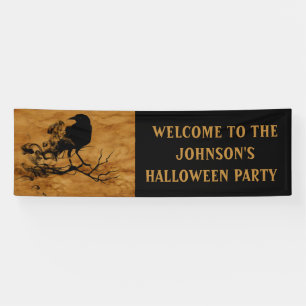 Black Raven Magic Halloween Feest Spandoek
