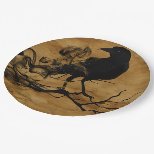 Black Raven Magic Halloween Party Papieren Bordje (Gekanteld)