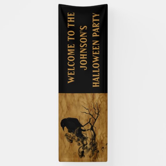Black Raven Magic Halloween Party  Spandoek (Verticaal)