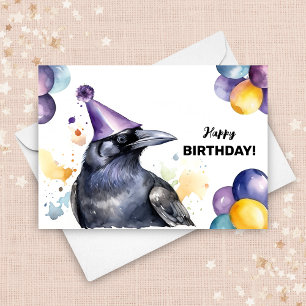 Black Raven met ballonnen en Party Pet Birthday Kaart