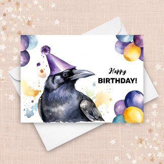 Black Raven met ballonnen en Party Pet Birthday Kaart