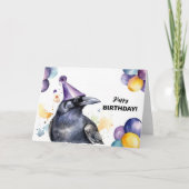 Black Raven met ballonnen en Party Pet Birthday Kaart (Voorkant)