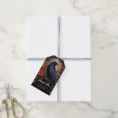 Black Raven met bloemen Gothic Dank u Cadeaulabel (Met Touw)