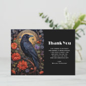 Black Raven met bloemen Gothic Design Dank u Bedankkaart (Staand voorkant)