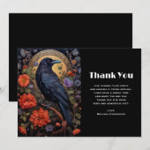 Black Raven met bloemen Gothic Design Dank u Bedankkaart (Voorkant / Achterkant)